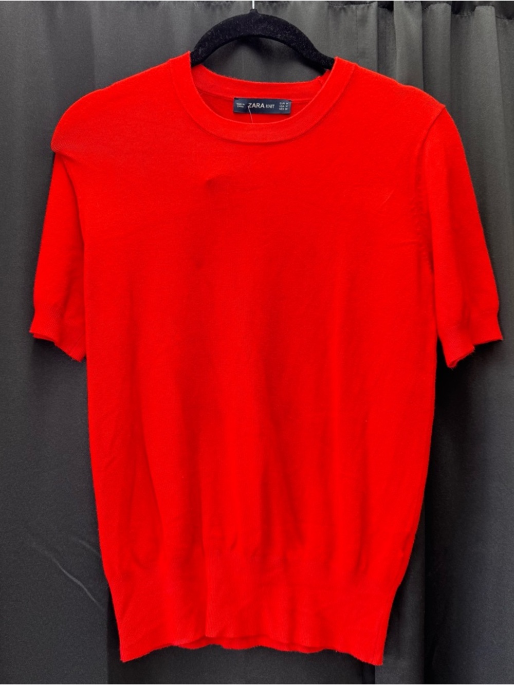 Zara Red Short Sleeve Knit Top